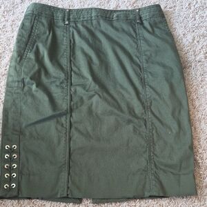 White House Black Market Olive Eyelet-Trim Pencil Skirt